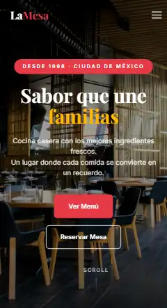 The La Mesa site on a phone, in Spanish